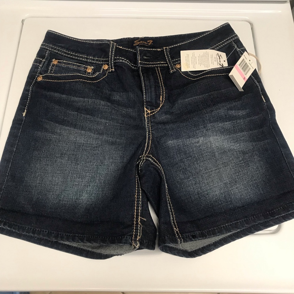 Seven 7 Denim Shorts Womens 6 Medium-Wash Embroidered Rope Pockets Western Jean